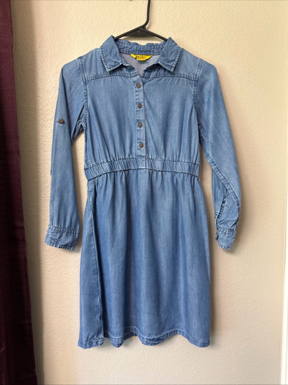 #800 Globaldesi Girls Long Sleeve Chambray Dress Size 11/12